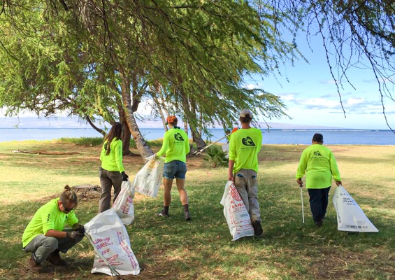Malamamauinui Community Workday Events Slide Collecting Trash