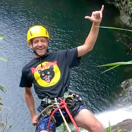 Islandmountainguides Kulaniapia Waterfall Rappeling Tour Product  Man Rappelling