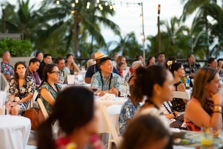 Friends Enjoying the Luau Night