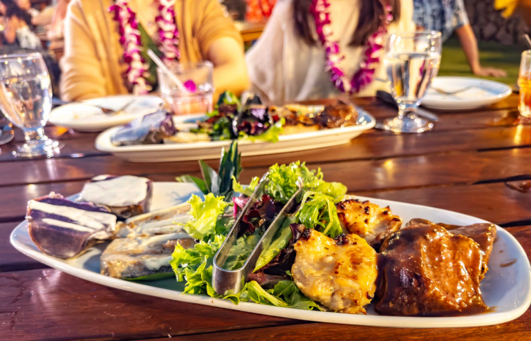 Old Lahaina Luau Food Maui Steak and chicken