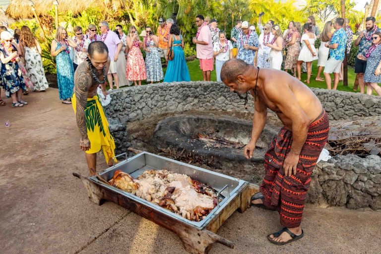 Old Lahaina Luau Maui Culture Pig removal from underground oven