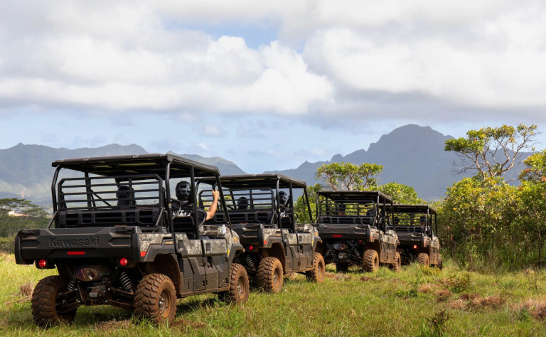 Kilohana Crater Expeditions Vehicles Exploring Lush Forest Trails